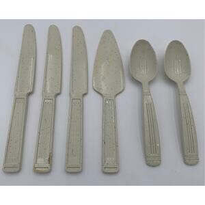 Gothemware Silverware White Speckled Children Play Vintage